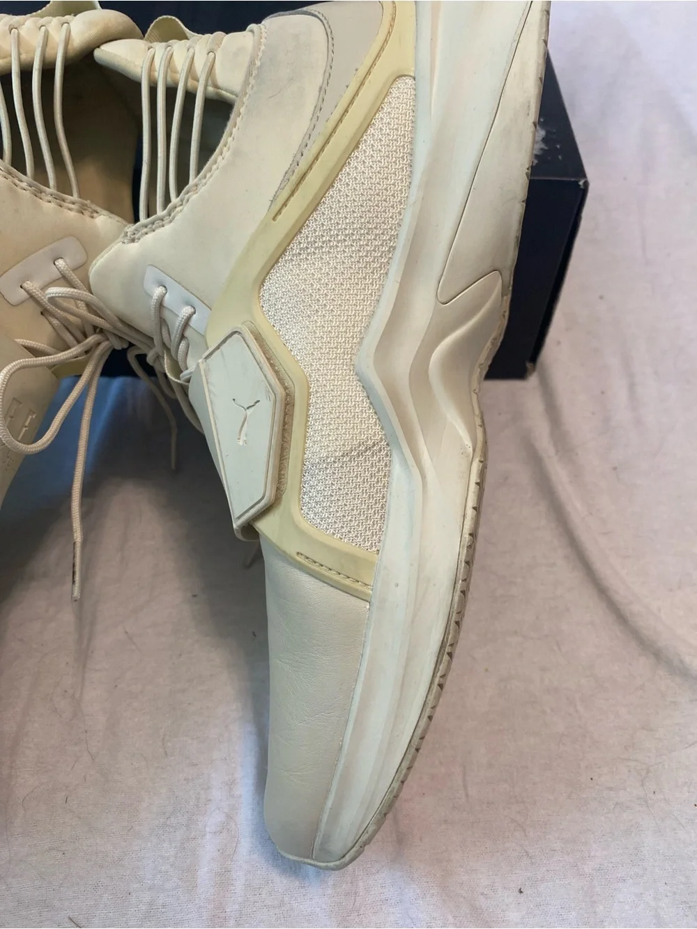 Fenty X Puma Wmns Trainer High Whisper White Leather Rare Size 10 w/box & Bag